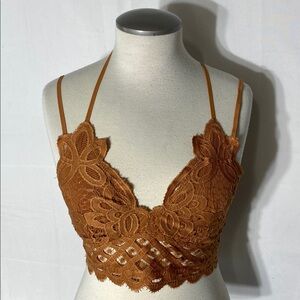 Anemone Tan Ochre Lace Strappy Bralette M